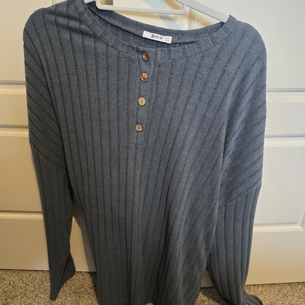 H&M Men's Ribbed Gray Sweater